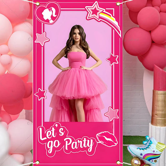 Birthday Party Decoration Blue Pink Photo Booth Props Party For Girls And Boys Birthday Bridal Shower Party Photo Stand