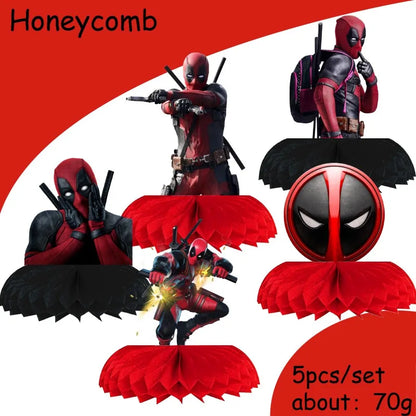 DEADPOOL Birthday Party Decorations Disposable Tableware Cake Topper Flag Kids Anniversaire Party Baby Shower Cake Kids Favors