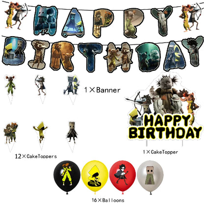 Game L-Little Nightmaresd 3 Birthday Party Decorations Balloons Banner Cake Topper Anime Backdrop Halloween Decor Kids Gifts