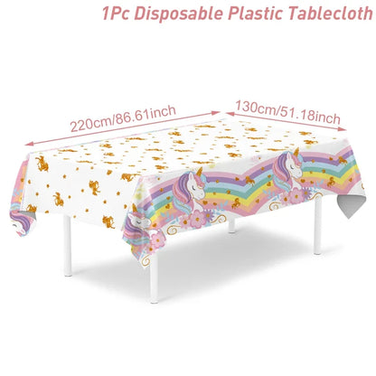 Unicorn Tablecloth Birthday Party Decor Rainbow UnicornTable Cover Kids Favors Table Cover Girls Baby Shower Party Supplies