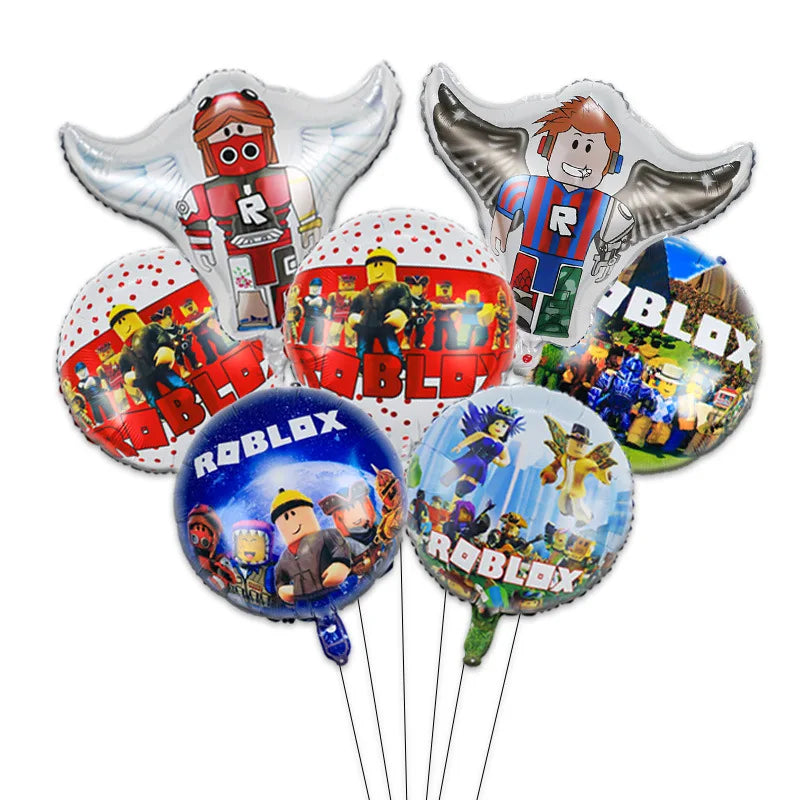 Roblox Birthday Party Decoration Roblox Game Set Tableware Tablecloth Balloon Cake Topper Backdrop Baby Showe Toy Party Supplies