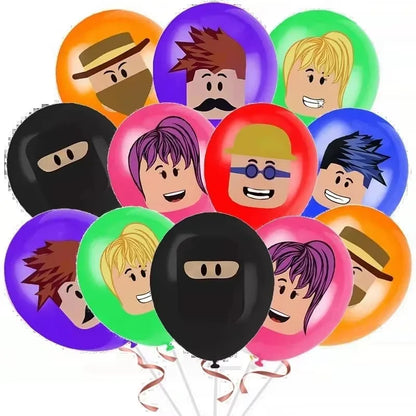 Roblox Birthday Party Decoration Roblox Game Set Tableware Tablecloth Balloon Cake Topper Backdrop Baby Showe Toy Party Supplies