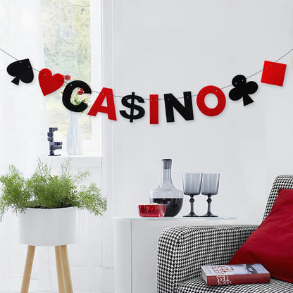Casino Poker Birthday Theme Party Decorations Casino Happy Birthday Banner Poker Garland for Casino Night Poker Events Supplies