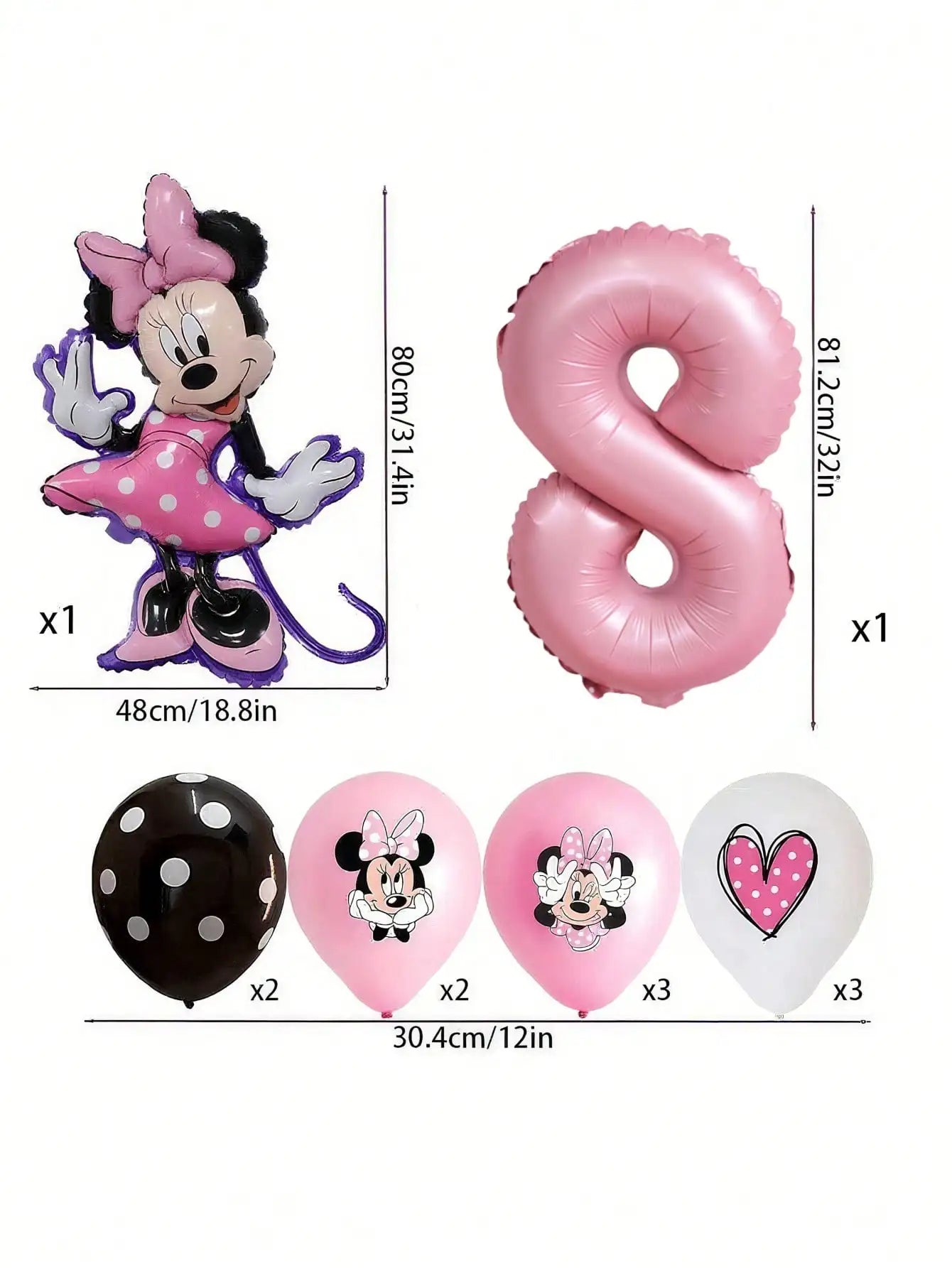 Minnie-themed Birthday Party Decorations, Decorations for Family and School Gatherings, Set of Latex Balloons and Foil Balloons