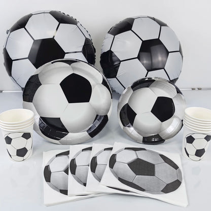 Soccer Theme Disposable Tableware Set Paper Plates Cups Napkins Tablecloth Boys Sports Football Birthday Party Decor Supplies