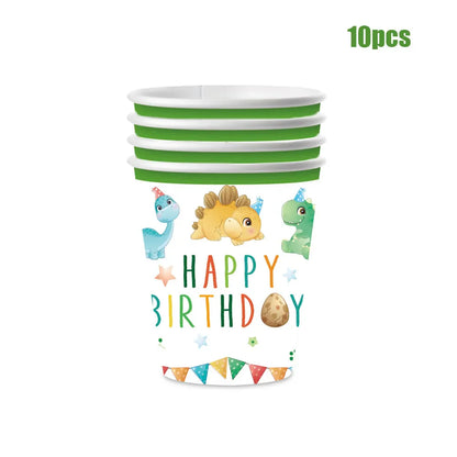 Cartoon Dinosaur Theme Birthday Party Decorations Cartoon Disposable Tableware Set Disposable Plates Kids Boys Girls Baby Shower