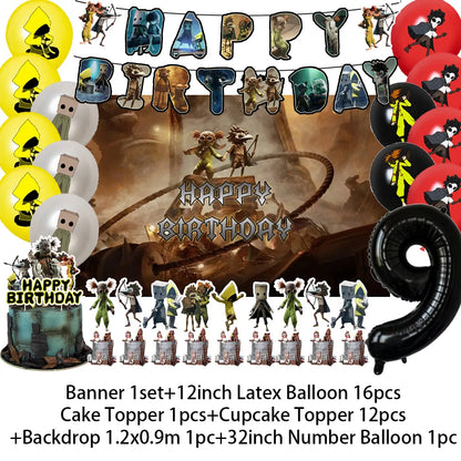 Game L-Little Nightmaresd 3 Birthday Party Decorations Balloons Banner Cake Topper Anime Backdrop Halloween Decor Kids Gifts
