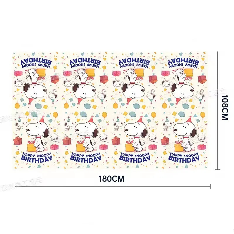 Snoopy Theme Party Decoration Layout Props Disposable Paper Plates Paper Towels Tablecloth Tableware Set Birthday Party Supplies
