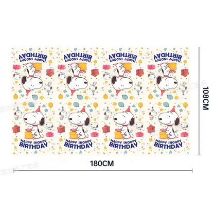 Snoopy Theme Party Decoration Layout Props Disposable Paper Plates Paper Towels Tablecloth Tableware Set Birthday Party Supplies
