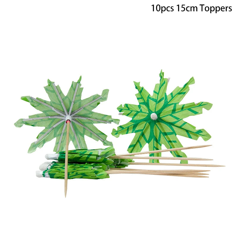 Tropical Party Decorations  Hibiscus Flower Garland Strawberry Cups Luau Grass Table Skirt Summer Beach Hawaiian Party Supplies