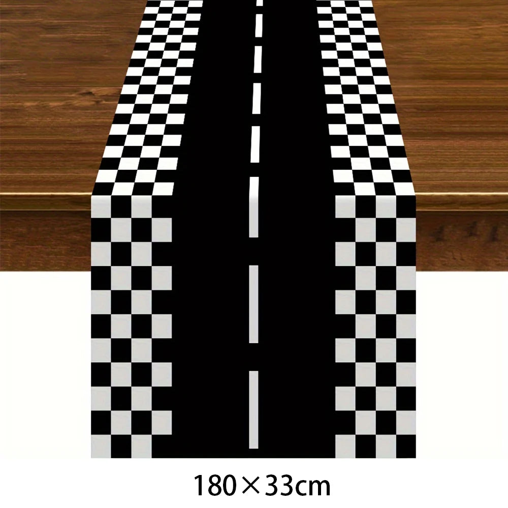 Racing Car Table Runner Tablecloths Table cover checkered flag racing road track kids Race Car Themed birthday Party Decoration