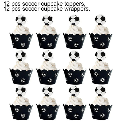 Soccer Theme Disposable Tableware Set Paper Plates Cups Napkins Tablecloth Boys Sports Football Birthday Party Decor Supplies