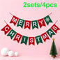 2/4/6 Sets of Red and Green Felt Christmas Party Banners Merry Christmas Party Decorations DIY Indoor or Office Christmas Events