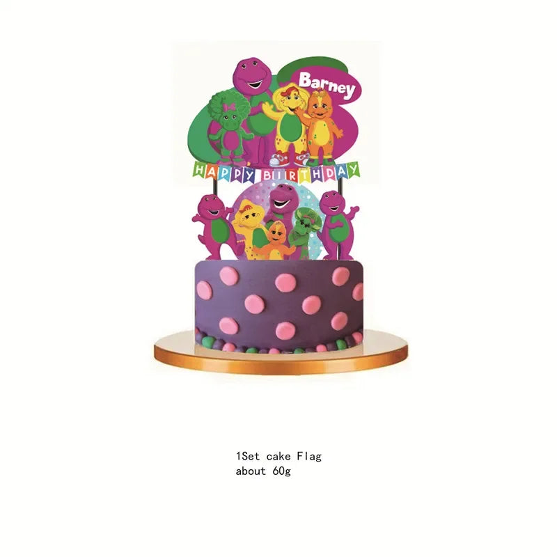 Barney Themed Birthday Party Decorations Disposable Cutlery Plate Tablecloth Cup Balloon Birthday Party Baby Shower Decorations