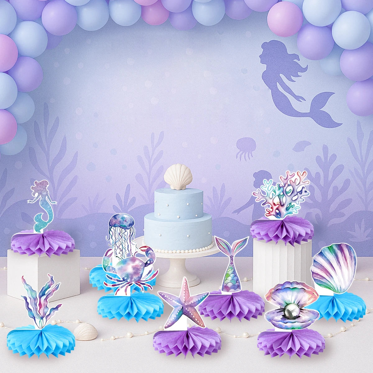 Little Mermaid Party Decoration Mermaid Disposable Tableware Happy 1st Birthday Party Decorations Kids Baby Shower Girl Supplies