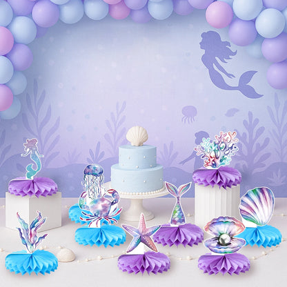 Little Mermaid Party Decoration Mermaid Disposable Tableware Happy 1st Birthday Party Decorations Kids Baby Shower Girl Supplies