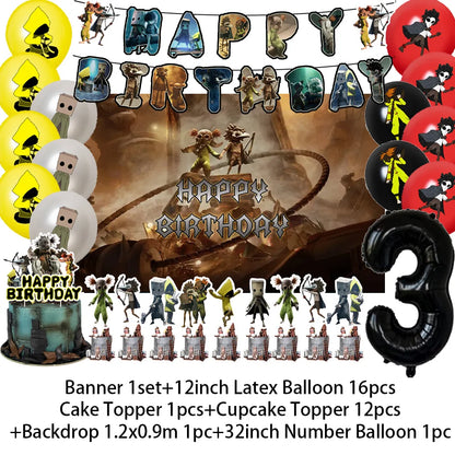 Game L-Little Nightmaresd 3 Birthday Party Decorations Balloons Banner Cake Topper Anime Backdrop Halloween Decor Kids Gifts