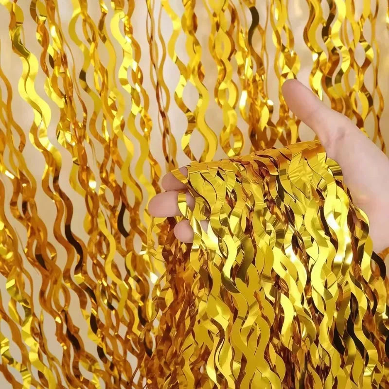 Disco Party Decor Foil Fringe Curtain 1/3/5PCS Sparkly Background Decoration for Birthday Wedding New Year Event