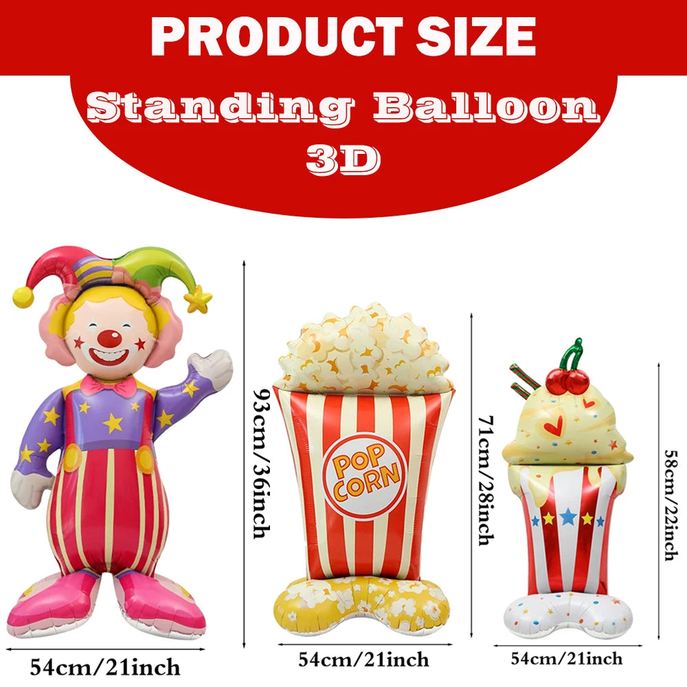 Carnival Theme Party Decoration Self Standing Clown Circus Balloons Happy Sign Banner for Carnival Birthday Party Decor Supplies