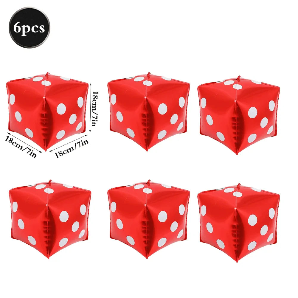 Casino Party Decoration Dice Balloon Lucky 7 Foil Balloon Latex Poker Balloons Casino Poker Party Las Vegas Wedding Decorations