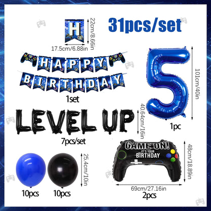 31pcs video game birthday party decorations set for ages 1-18 video game player themed birthday party decorations