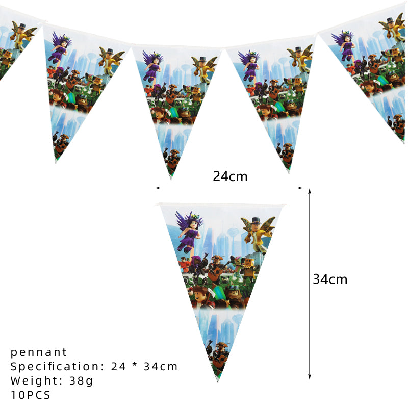 Roblox Birthday Party Decoration Roblox Game Set Tableware Tablecloth Balloon Cake Topper Backdrop Baby Showe Toy Party Supplies