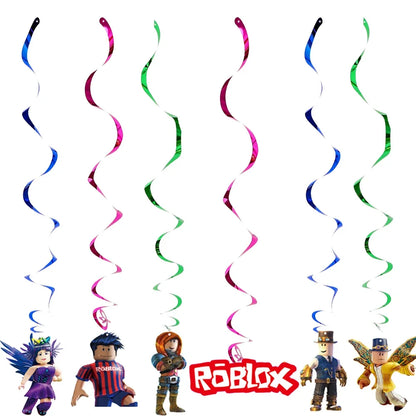 Roblox Birthday Party Decoration Roblox Game Set Tableware Tablecloth Balloon Cake Topper Backdrop Baby Showe Toy Party Supplies