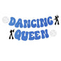 Glitter Dancing Queen Party Decorations,Blue Dancing Queen Disco Ball Banner for Mamma Mia Bachelorette Wedding Birthday Party
