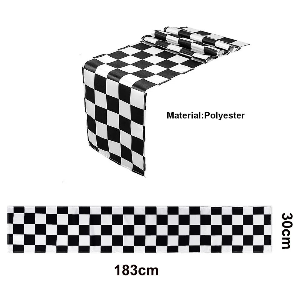 Checkered Race Car Party Tablecloths Black White Checkered Flag Tablecloth Racetrack Tablecover Racing Birthday Party Supplies