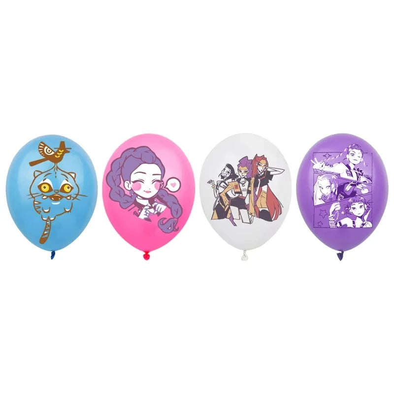 Kpop Demon Hunters Theme Disposable Tableware Set Party Supplies Huntrix Saga Boys Cake Toppings Hanging Cloth Party Decoration
