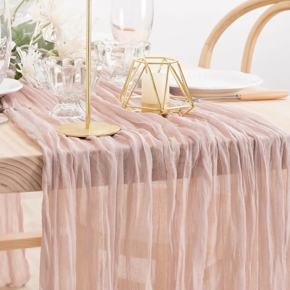 Dusty Pink Semi-Sheer Wedding Table Runner Gauze Cheesecloth Table Setting Dining Wedding Party Christmas Arches Cake Decor