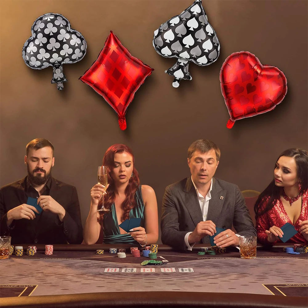 Casino Party Decoration Dice Balloon Lucky 7 Foil Balloon Latex Poker Balloons Casino Poker Party Las Vegas Wedding Decorations