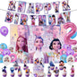 Kpop Demon Hunters Theme Disposable Tableware Set Party Supplies Huntrix Saga Boys Cake Toppings Hanging Cloth Party Decoration