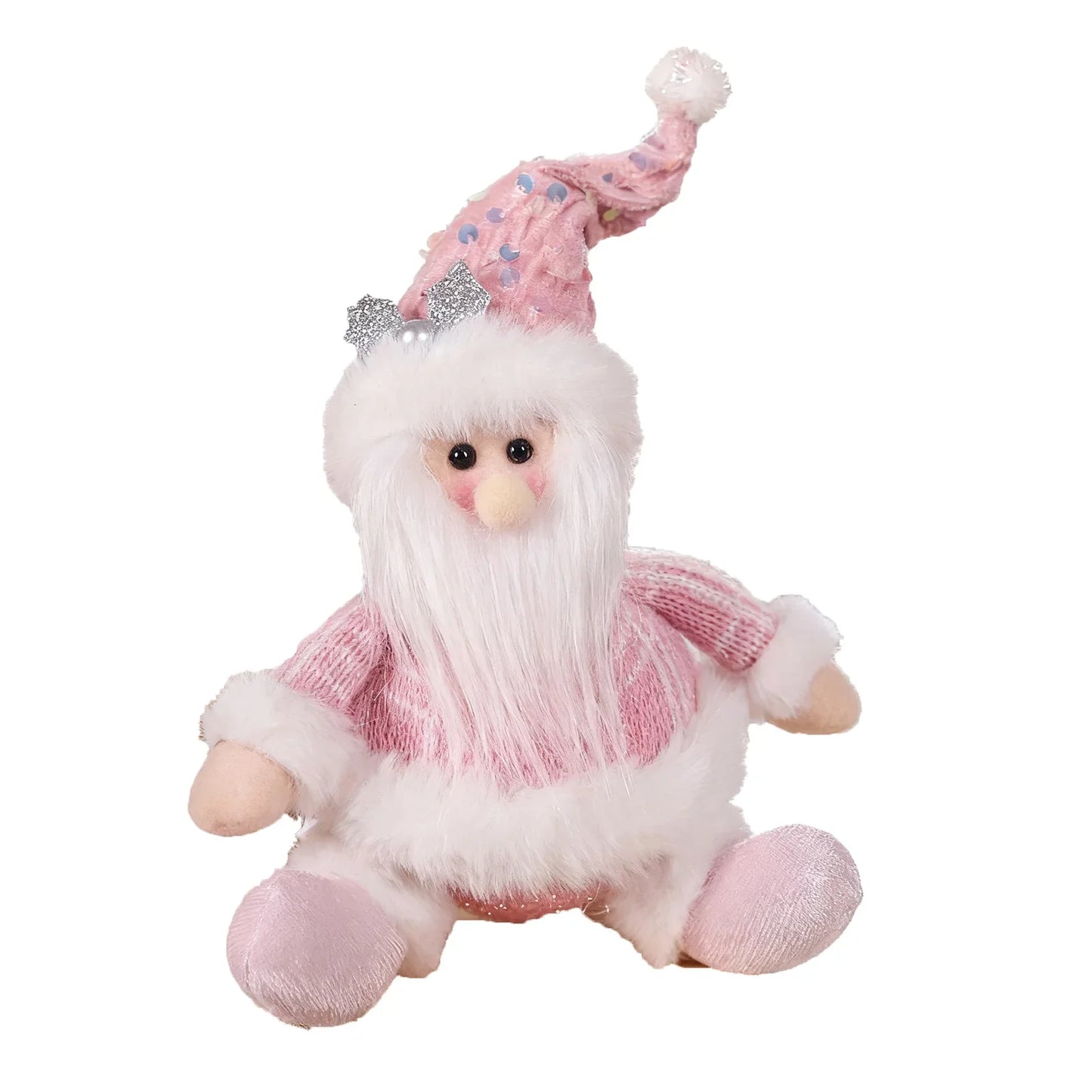 Christmas Decorations Sitting Sequined Cartoon Doll Pink Christmas Series Pendant Christmas Party Scene Dress Up Kids Gifts
