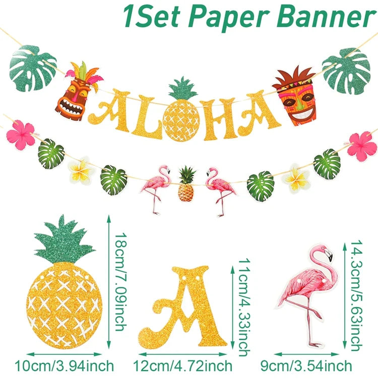 Hawaiian Party Decorations Artificial Flower Garland Summer Tropical Aloha Hawaii Party Supplies Wedding Birthday Flamingo Decor