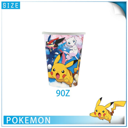 Pokemon Party Decorations Girls Party Pink Tableware Set Plate Cup Napkin Tablecloth Baby Shower Kids Birthday Party Supplies