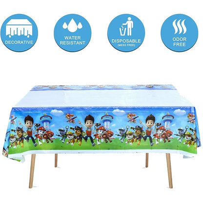 Paw Patrol Table Decoration Table Cloth Birthday Supplies Dog Party Decorations Disposable Table Cover Waterproof Party Supplies