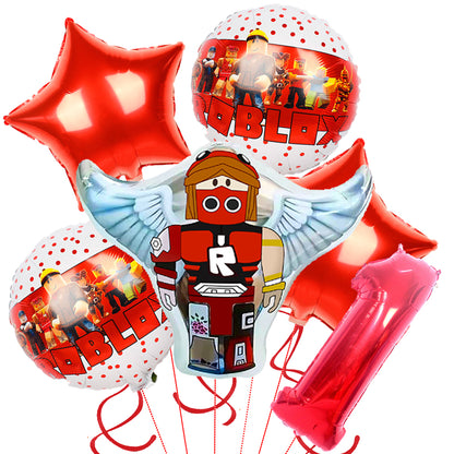 Roblox Birthday Party Decoration Roblox Game Set Tableware Tablecloth Balloon Cake Topper Backdrop Baby Showe Toy Party Supplies