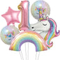 Rainbow Unicorn Aluminum Balloon 32inch Gradient Number Balloon Unicorn Party Supplies Unicorn Party Decoration Baby Shower