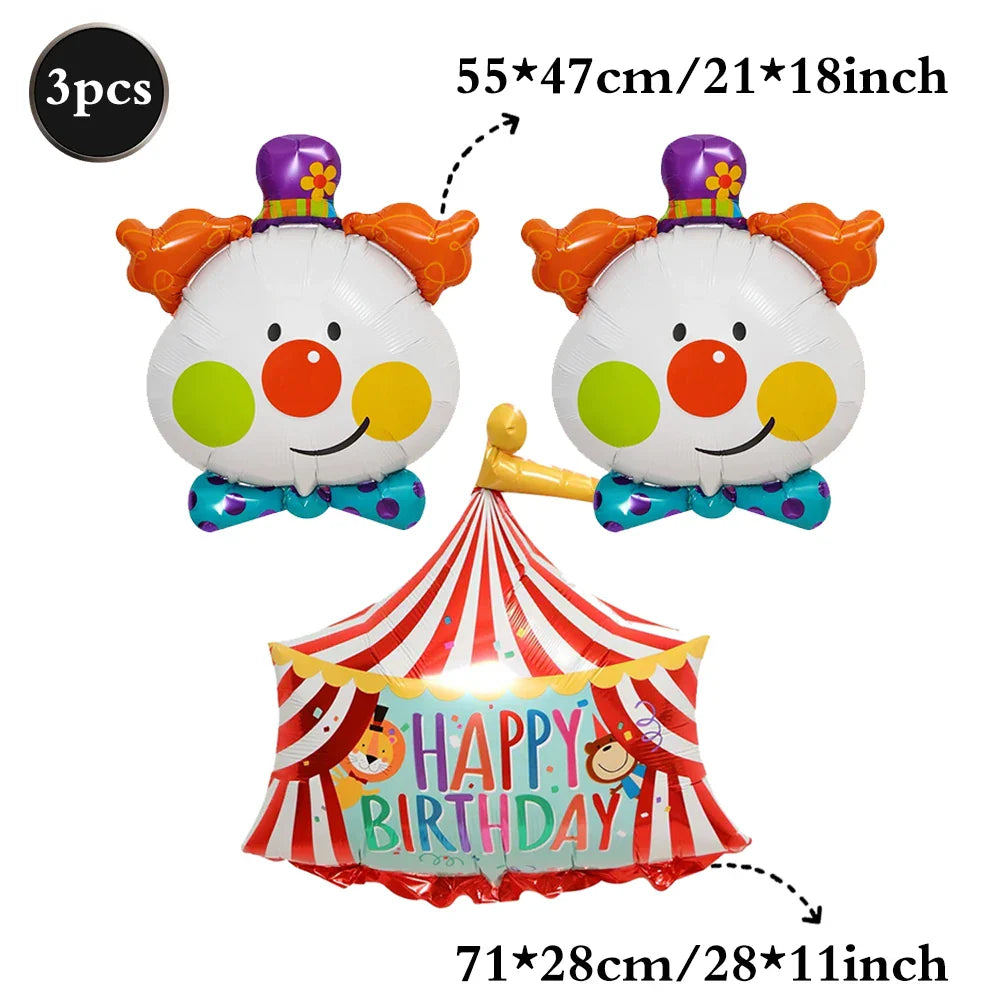 Carnival Theme Party Decoration Self Standing Clown Circus Balloons Happy Sign Banner for Carnival Birthday Party Decor Supplies