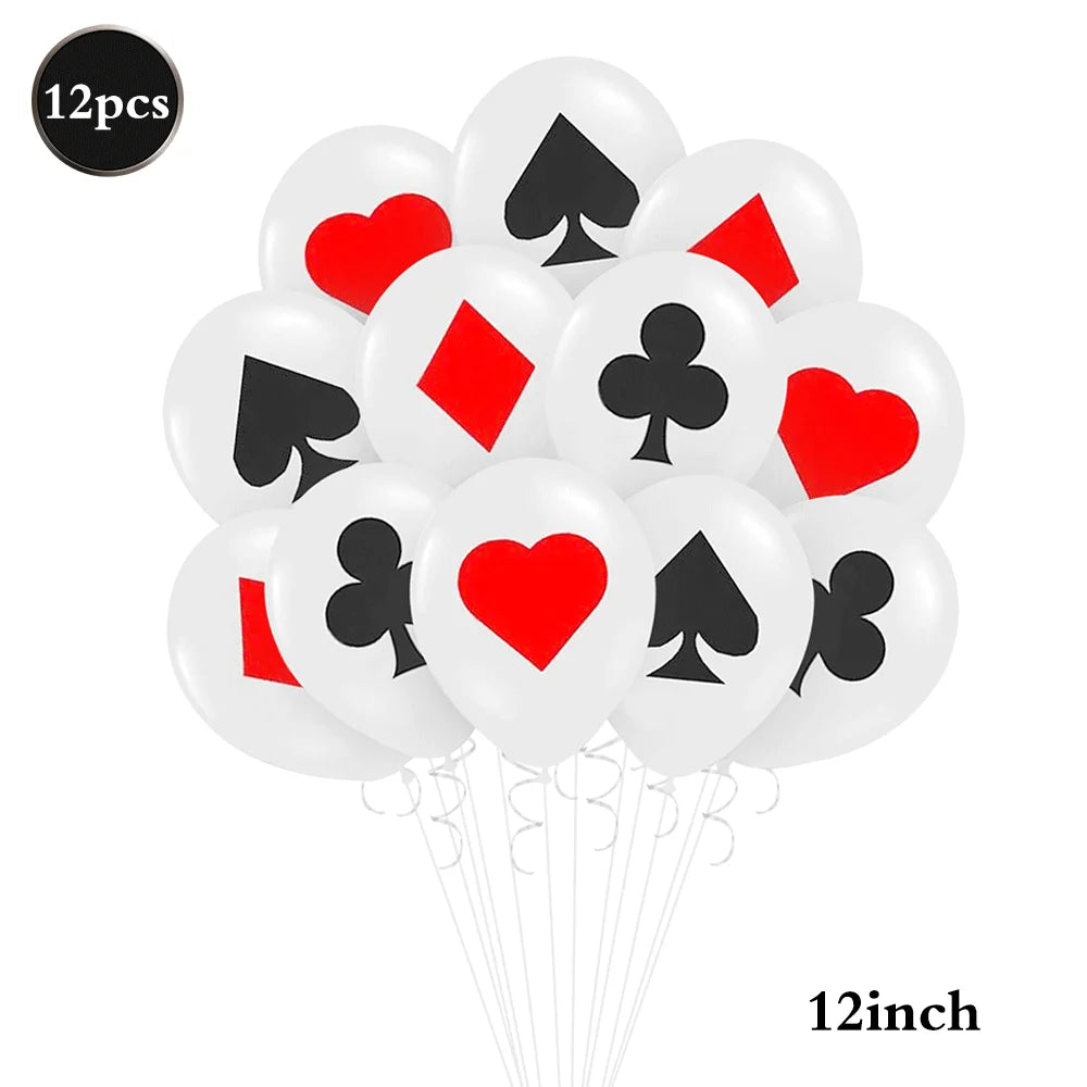 Casino Party Decoration Dice Balloon Lucky 7 Foil Balloon Latex Poker Balloons Casino Poker Party Las Vegas Wedding Decorations