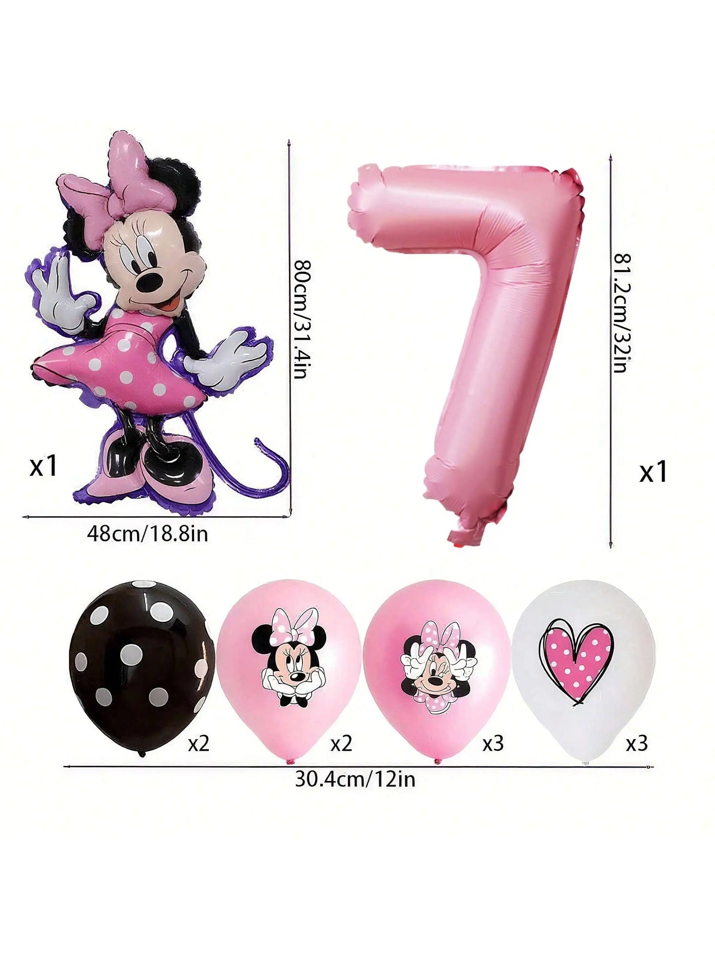 Minnie-themed Birthday Party Decorations, Decorations for Family and School Gatherings, Set of Latex Balloons and Foil Balloons