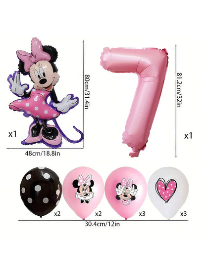 Minnie-themed Birthday Party Decorations, Decorations for Family and School Gatherings, Set of Latex Balloons and Foil Balloons