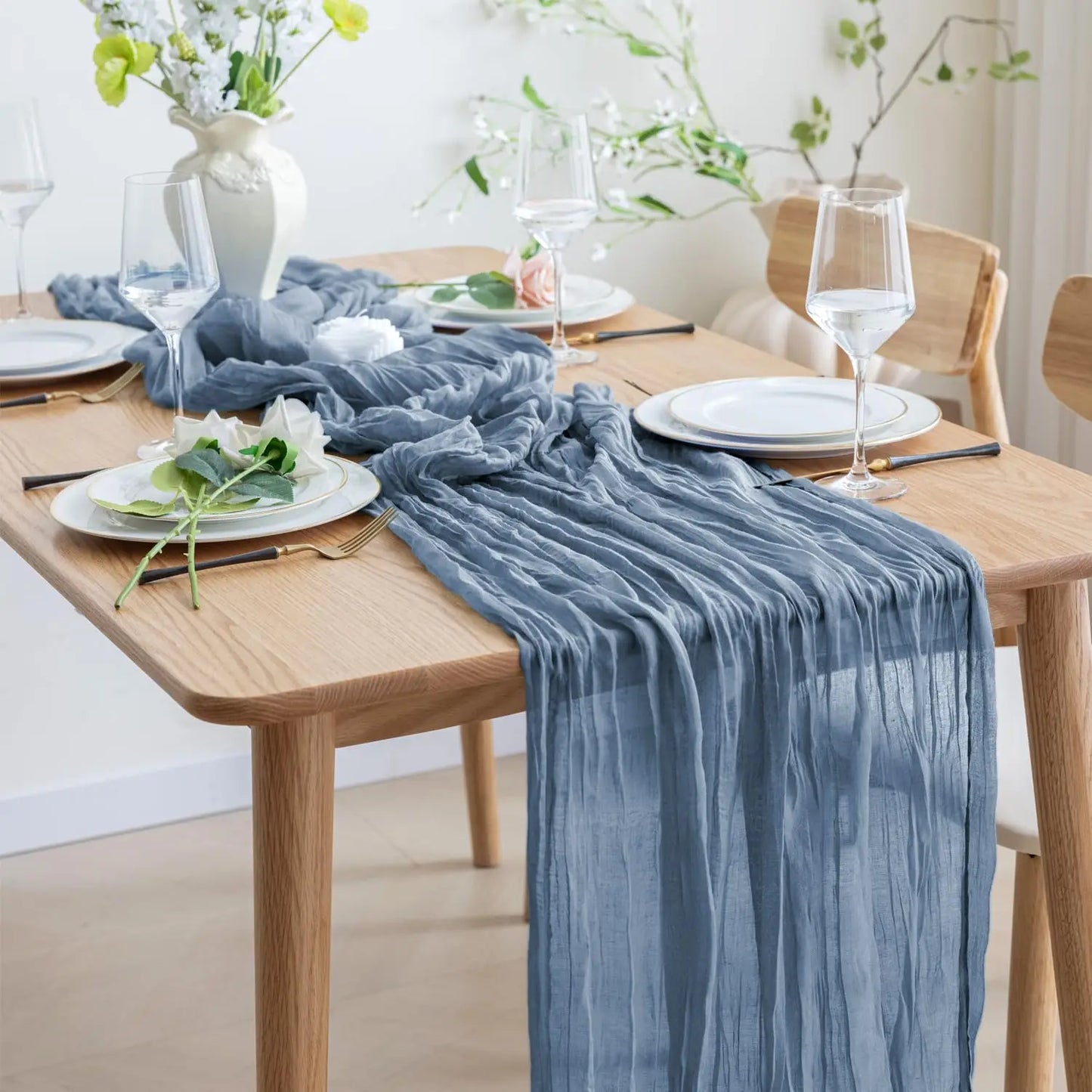 Dusty Pink Semi-Sheer Wedding Table Runner Gauze Cheesecloth Table Setting Dining Wedding Party Christmas Arches Cake Decor
