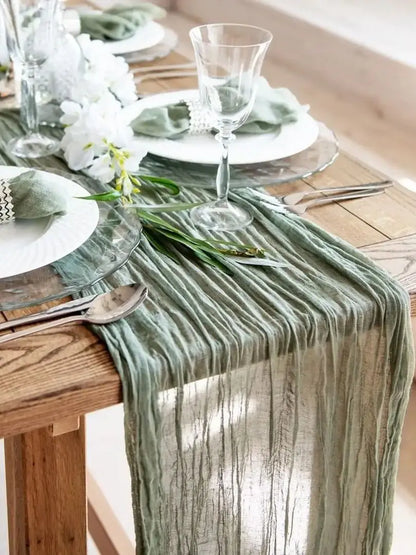 Dusty Pink Semi-Sheer Wedding Table Runner Gauze Cheesecloth Table Setting Dining Wedding Party Christmas Arches Cake Decor