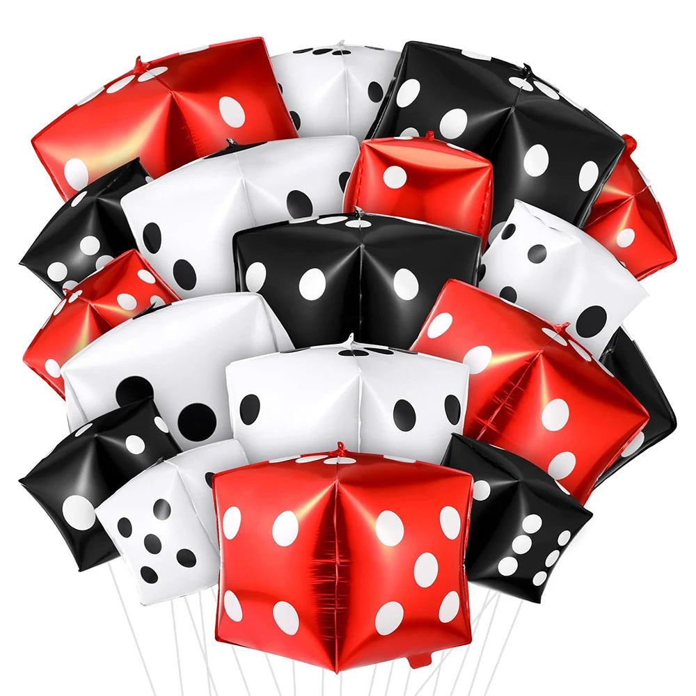Casino Party Decoration Dice Balloon Lucky 7 Foil Balloon Latex Poker Balloons Casino Poker Party Las Vegas Wedding Decorations