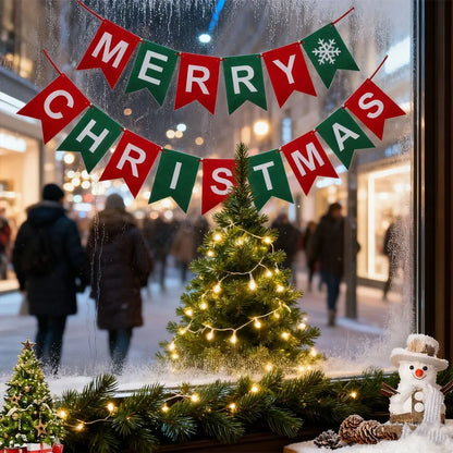 2/4/6 Sets of Red and Green Felt Christmas Party Banners Merry Christmas Party Decorations DIY Indoor or Office Christmas Events