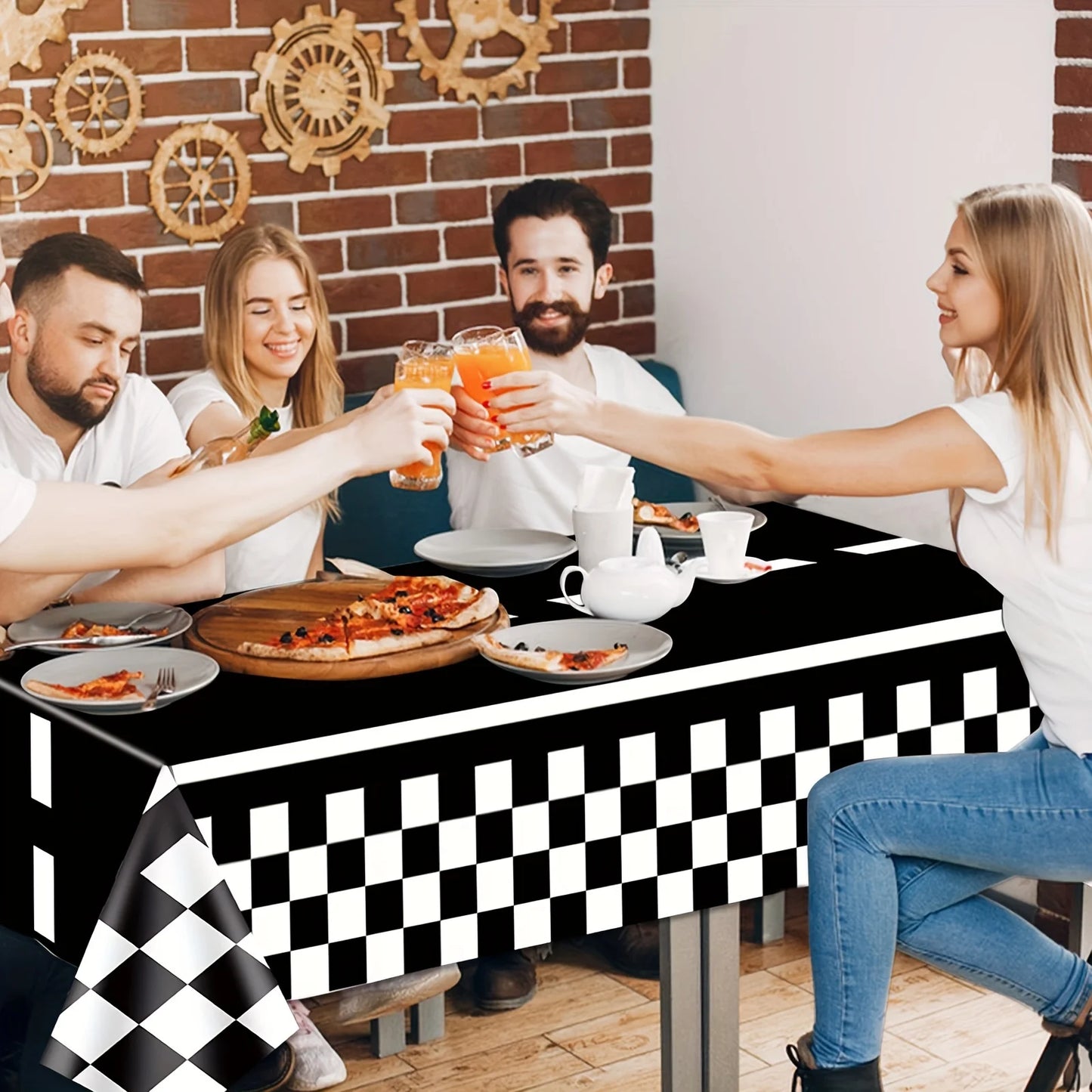 Racing Car Table Runner Tablecloths Table cover checkered flag racing road track kids Race Car Themed birthday Party Decoration