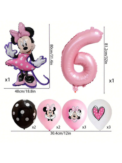 Minnie-themed Birthday Party Decorations, Decorations for Family and School Gatherings, Set of Latex Balloons and Foil Balloons