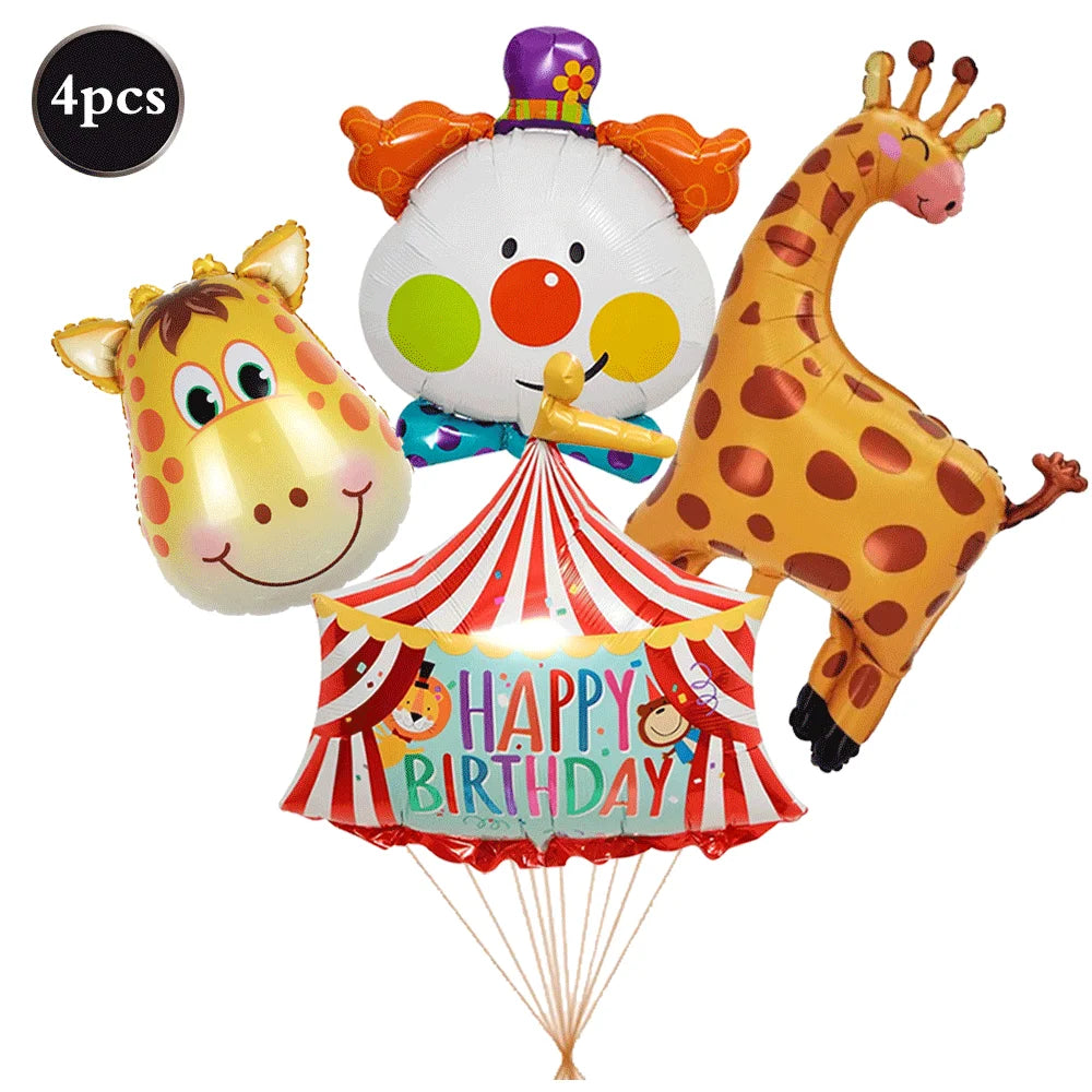 Carnival Theme Party Decoration Self Standing Clown Circus Balloons Happy Sign Banner for Carnival Birthday Party Decor Supplies